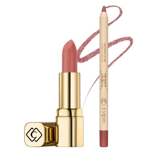 Goldener Nude Lippenstift mit passendem rosé Lipliner