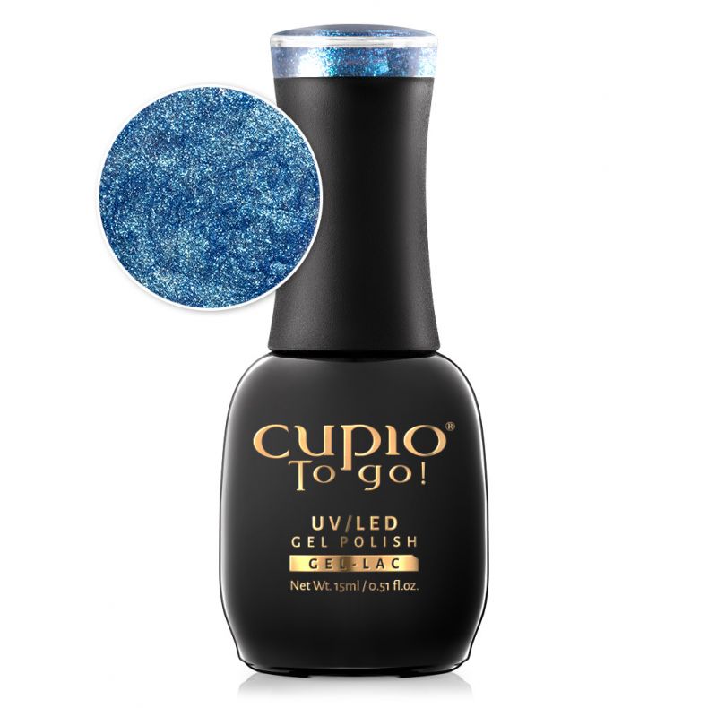Cupio Gel Polish in Blau mit Glitzer für UV/LED Anwendungen