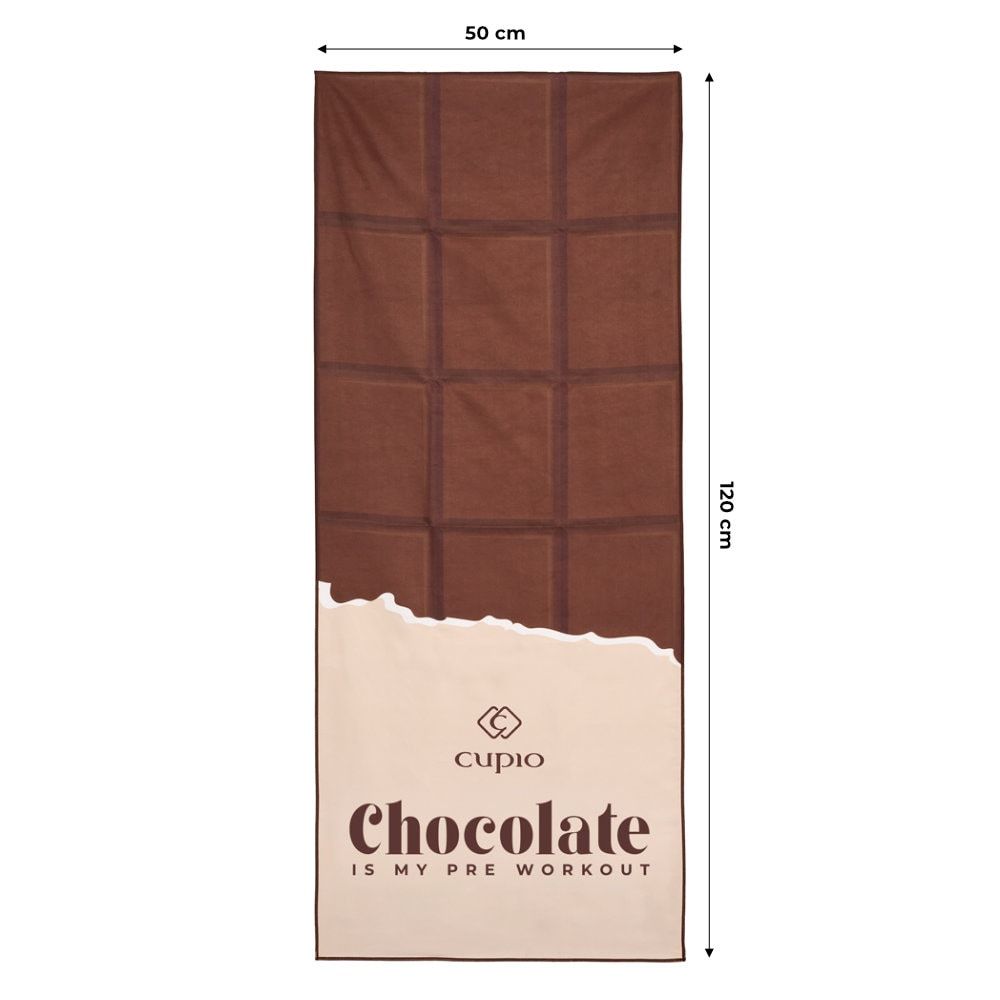 Braunes Handtuch mit Schokoladen-Design und Aufdruck