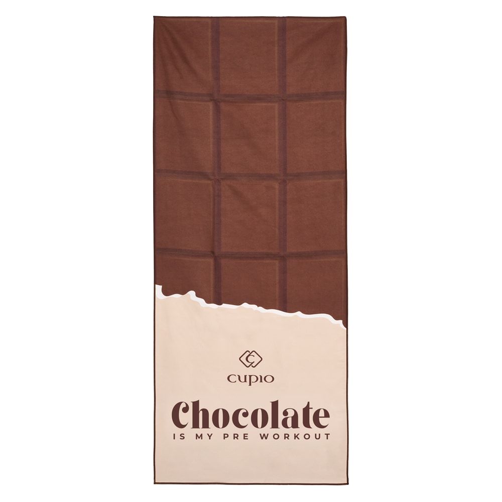 Braunes Handtuch mit Schokoladendesign und Aufdruck