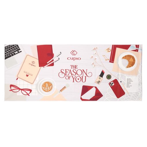 Cupio The Season of You Logo mit Kaffee, Kosmetik und roten