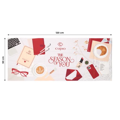 Tischläufer 120x50cm mit Laptop, Brille, Kaffee und Notizbuc