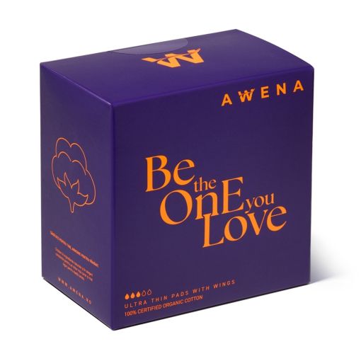 Lila Awena Packung Bio Damenbinden ultradünn mit Flügeln