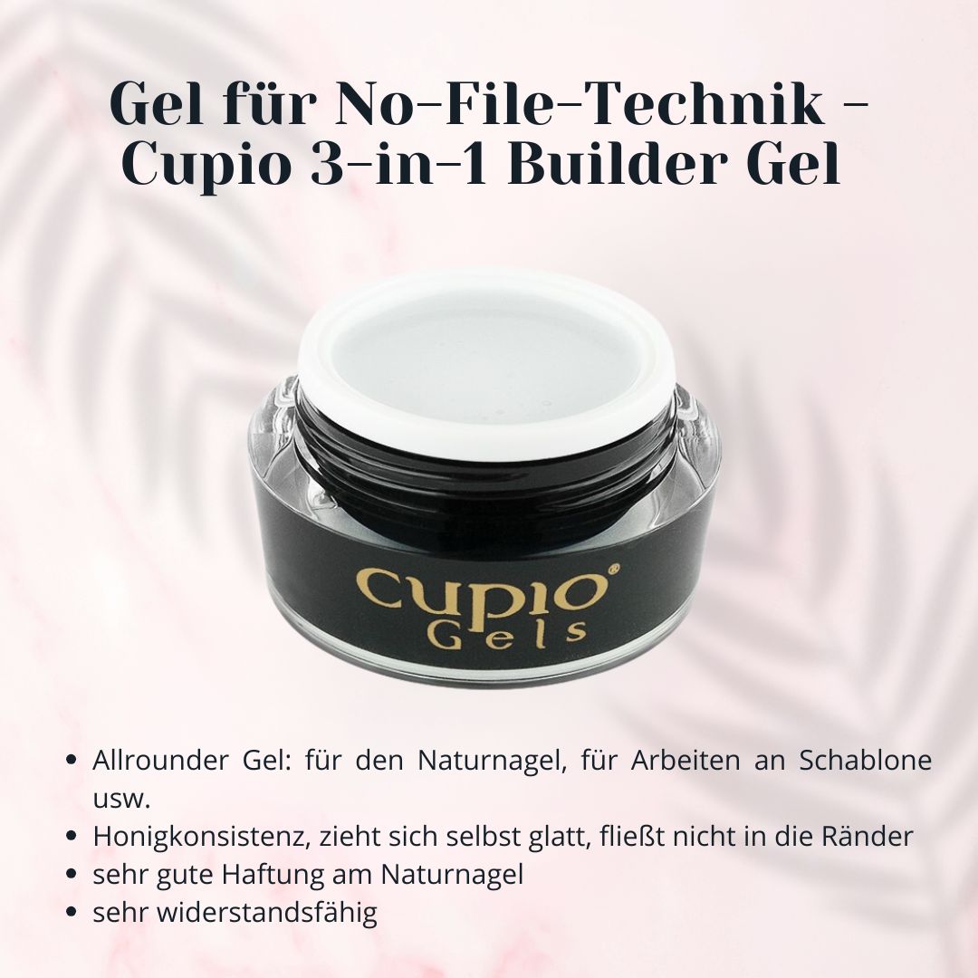Cupio3in1Builder Cupio 3-in-1 Builder Gel im Glasbehälter, ideal für den Naturnagel und Schablonenarbeit