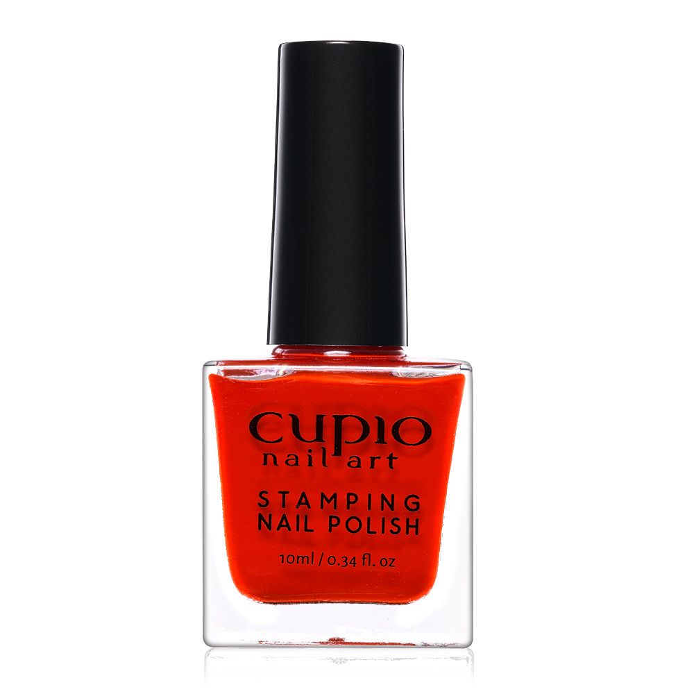 Cupio Stamping Nagellack in leuchtendem Rot, 10ml Flasche für kreatives Nageldesign