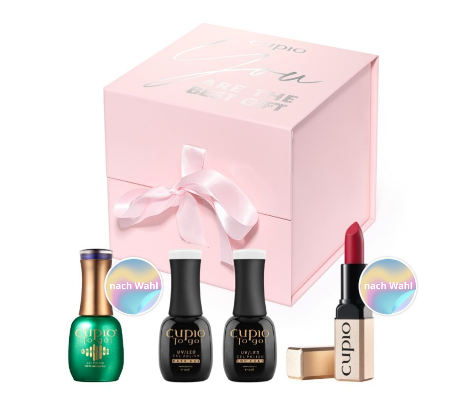 Cupio Geschenkbox mit hochwertigen Nagellacken und Lippenstift in verschiedenen Farben