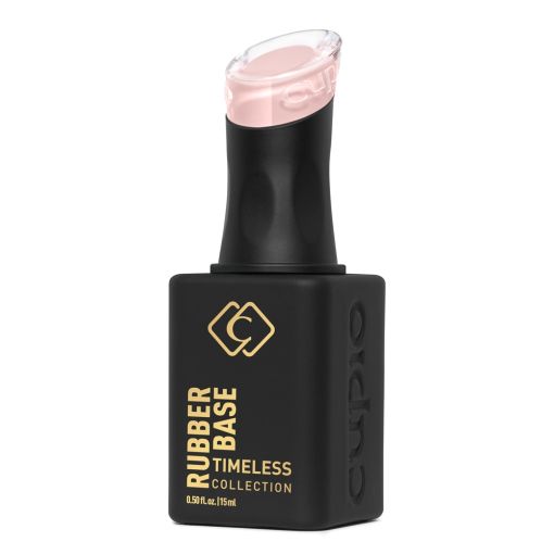 d0152_c Cupio Rubber Base, 15 ml, aus der Timeless Collection in schwarzer Flasche mit rosa Inhalt.