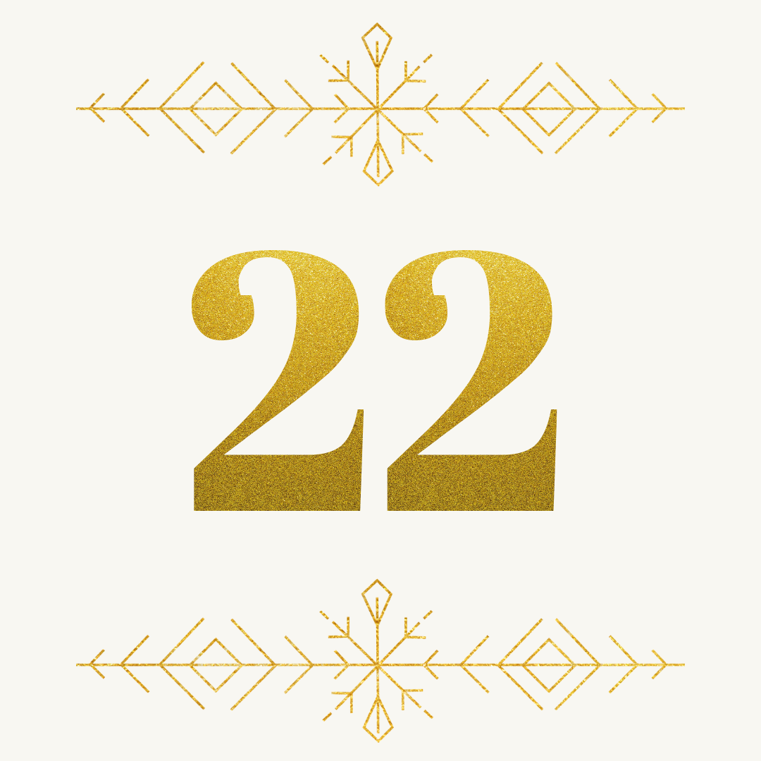 Goldene 22 mit filigranen weihnachtlichen Ornamenten