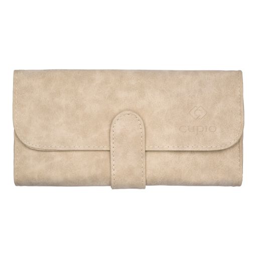 Beige Geldbörse aus Kunstleder mit Druckknopf